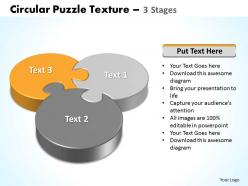Circular puzzle texture 3 stages powerpoint templates 0712