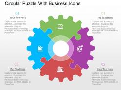Circular puzzle with busines icons flat powerpoint design