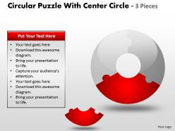 Circular puzzle with center and 3 pieces ppt 15