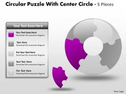 Circular puzzle with center circle 5 pieces