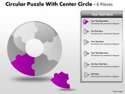 Circular puzzle with center circle 6 pieces
