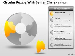 Circular puzzle with center circle 6 pieces ppt 6