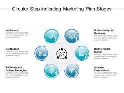 Circular step indicating marketing plan stages
