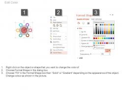 Circular target board and icons for business target analysis powerpoint slides