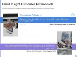 Cirrus insight customer testimonials cirrus insight investor funding elevator ppt graphic