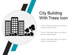 City building with trees icon