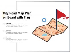 City road map plan on board with flag