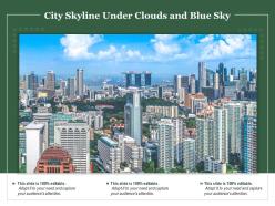 City skyline under clouds and blue sky