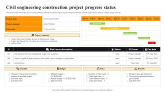 Civil Engineering Construction Project Progress Status