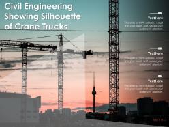 Civil engineering showing silhouette of crane trucks