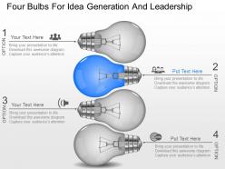 Cj four bulbs for idea generation and leadership powerpoint template