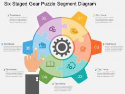 Cj six staged gear puzzle segment diagram flat powerpoint design