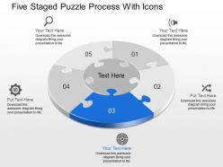 Ck five staged puzzle process with icons powerpoint template