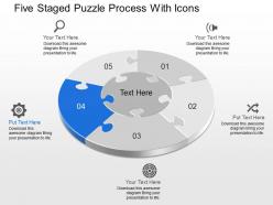 Ck five staged puzzle process with icons powerpoint template