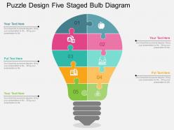 Ck puzzle design five staged bulb diagram flat powerpoint design