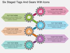 Ck six staged tags and gears with icons flat powerpoint design