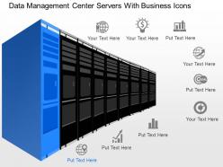 Cl data management center servers with business icons powerpoint template