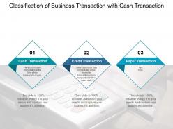 Classification of business transaction with cash transaction