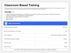 Classroom based training major parameters ppt powerpoint example 2015