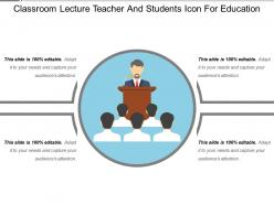 Classroom lecture teacher and students icon for education