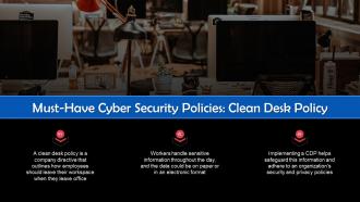 Clean Desk Policy In Cybersecurity Training Ppt