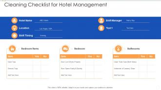 Cleaning checklist for hotel management