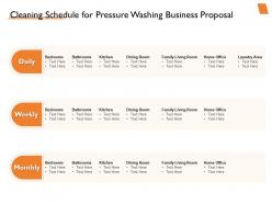 Cleaning schedule for pressure washing business proposal ppt powerpoint sides show