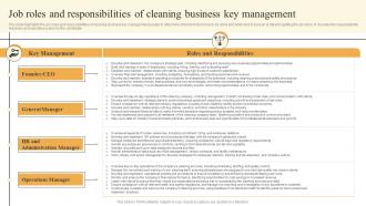 Cleaning Services Business Plan Job Roles And Responsibilities Of Cleaning Business Key BP SS