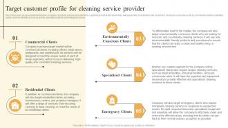 Cleaning Services Business Plan Target Customer Profile For Cleaning Service Provider BP SS