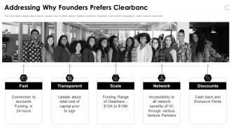 Clearbanc funding elevator addressing why founders prefers clearbanc