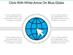 Click with white arrow on blue globe
