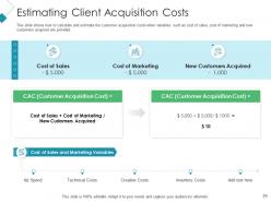 Client acquisition costing for acquiring new customers powerpoint presentation slides