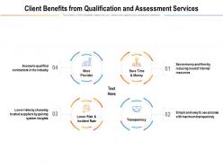 Client benefits from qualification and assessment services