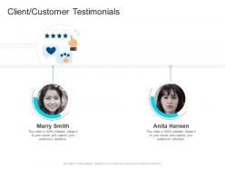 Client customer testimonials corporate profiling ppt slides