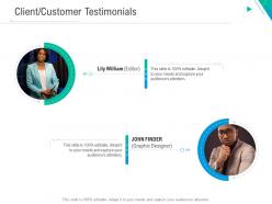 Client customer testimonials slide business outline ppt background