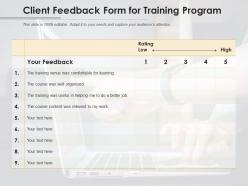 Client feedback form for training program