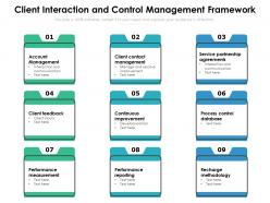 Client interaction and control management framework