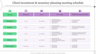 Client Investment And Monetary Planning Meeting Schedule