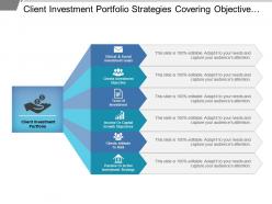 Client investment portfolio strategies covering objective risks and investment strategy