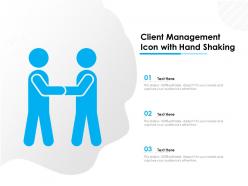Client management icon with hand shaking