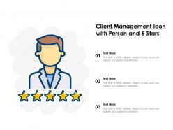 Client management icon with person and 5 stars