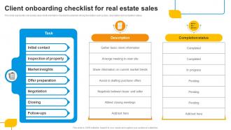 Client Onboarding Checklist For Real Estate Sales