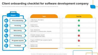 Client Onboarding Checklist For Software Development Company