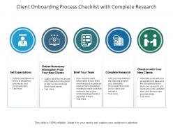 Client onboarding process checklist with complete research