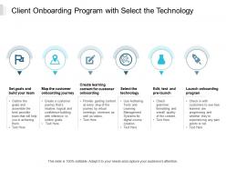Client onboarding program with select the technology