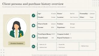 Client Persona And Purchase History Overview