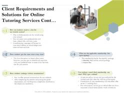 Client requirements and solutions for online tutoring services cont ppt powerpoint presentation