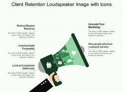 Client retention loudspeaker image with icons