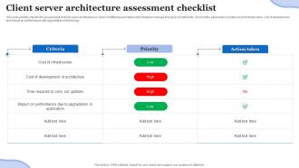Client Server Architecture Assessment Checklist