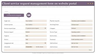 Client Service Request Management Form On Website Portal